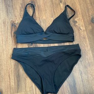 Aerie crossover bikini set black